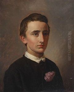 A Portrait Of Schoolmaster And Candidatus Of Engineering August Weis, With A Black Jacket And A Lilac In The Bottonhole