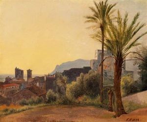 Landscape From Terracina, Evening by Constantin Hansen