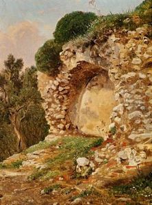 En Kildegrotte. Italiensk Landskab by Constantin Hansen