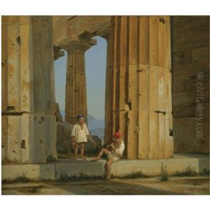 Neptuns Tempel Ved Pestum by Constantin Hansen