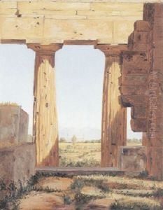 To Sojler Fra Neptuntemplet I Paestum by Constantin Hansen