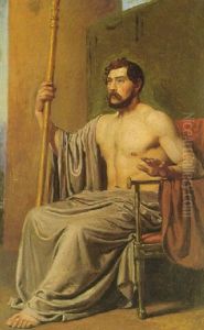 Siddende Mand Samt Nogen Mand by Constantin Hansen