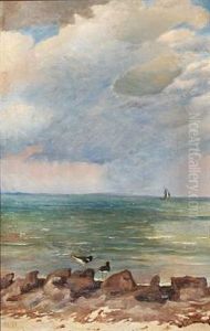 Beach Scene With Birds by Elise Konstantin Hansen