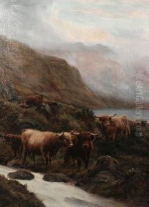 Highland Landscape With Cattle by Thomas Watson Ball