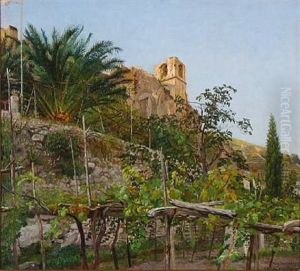 Summer Day At The Italian Monastery San Cataldo by Hans Andersen Hansen