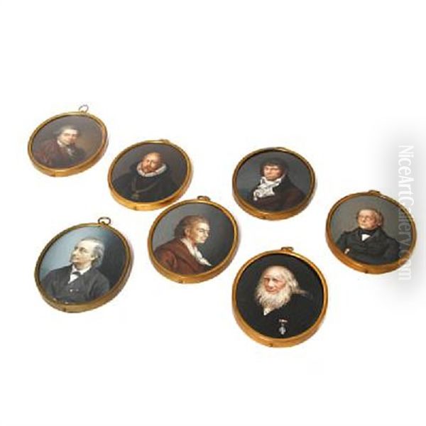 Portraits Of Tycho Brahe And The Danish Authors Johan Herman Wessel, Jens Christian Hostrup, Johannes Ewald, N.f.s. Grundtvig, St.st. Blicher And Jens Baggesen (7 Works) - view 1