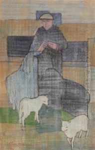 Person With Sheep, Faroe Islands by Hans Jacob Hansen