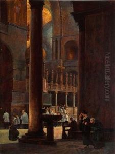 An Italian Church Interior by Hans Nikolaj Hansen