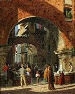 View From A Fish Market In Rome by Heinrich Hansen