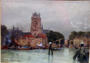 Dutch Harbour Scene by Wilfred Williams Ball