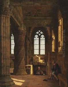 I Roslyn-chapel Ved Edinburg by Heinrich Hansen