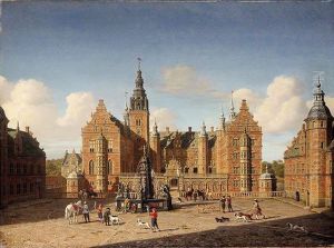 Fredriksborg Slott: Den Kongelige Falke Jagt (frederiksborg Castle: Departure Of The Royal Falcon Hunt) by Heinrich Hansen