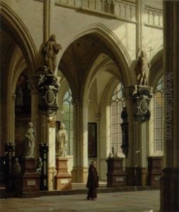 Kirkeinterior Med Munk, Antagelig Fra Notre Dame Du Sablon I Bruxelles