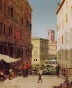 Udsigt Til Canal Grande I Venedig by Heinrich Hansen