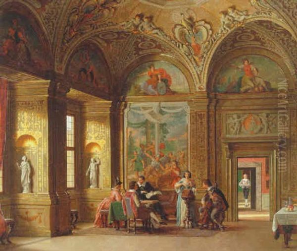 Interior Fra Palazzo Pitti Med Musicerende Personer I Rococodragter - view 1