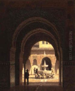 Patio De Los Leones, Alhambra by Heinrich Hansen