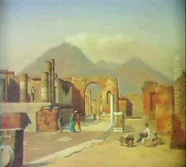 Turister Besoger Udgravningerne I Pompei - view 1