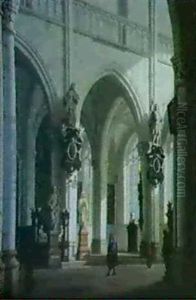 Interior Fra St. Sablon Kirke I Bruxelles by Heinrich Hansen