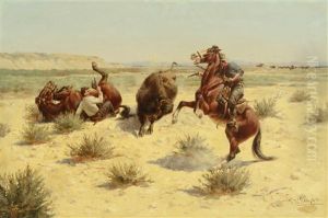 Buffalo Attack by Herman Wendelborg Hansen