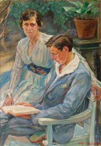Portrait Of A Couple In The Garden by Holger Hans Hansen
