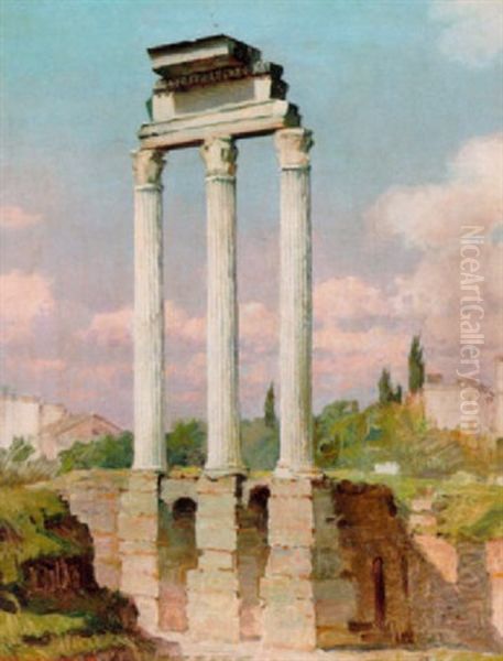 Parti Fra Forum Romanum Med Kig Gennem Castor Og Pollux Templets Tre Store Sojler - view 1