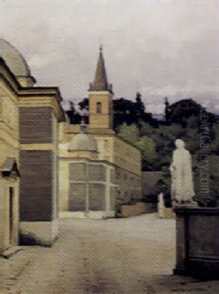 S. Maria Del Popolo (?) Set Bagfra, Med Villa Borghesi I Baggrunden - view 1