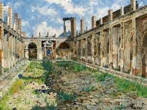 A View Of Casa Del Ancora, Pompeii by Josef Theodor Hansen