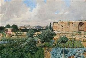 View Of Monte Pincio To Monte Mario, Rome by Josef Theodor Hansen