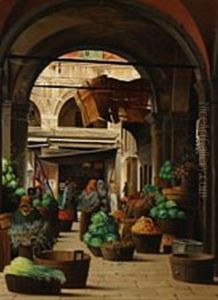 Market Scene by Josef Theodor Hansen