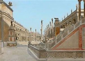 Roman Caprice With Classical Architecture And Ancient Sculptures
