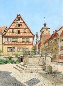 Kapellenplatz In Rothenburg With The Wine Cellar "weinkeller Meistertrunk"