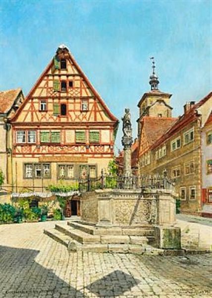 Kapellenplatz In Rothenburg With The Wine Cellar Weinkeller Meistertrunk - view 1