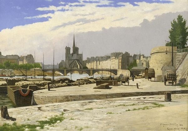 Ansicht Des Quai Henri Iv In Paris Mit Blick Auf Notre-dame - view 1