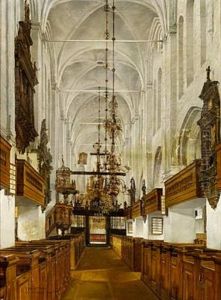 St. Olai Kirke I Helsingor (interior From St. Olai Church In Helsingor) by Josef Theodor Hansen