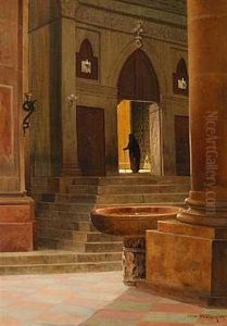 Interior Fra En Kirke I Venedig by Josef Theodor Hansen