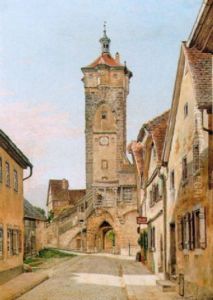 Parti Fra Rothenburg Med Klingentor I Baggrunden Parti Fra Rothenburg Med Klingentor I Baggrunden