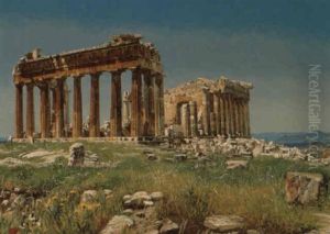 Parthenon Templet Pa Akropolis by Josef Theodor Hansen