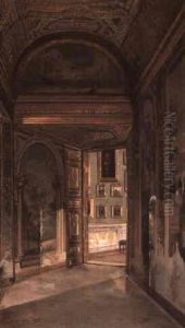 Interior Of The Palazzo Borghese, Rome by Josef Theodor Hansen