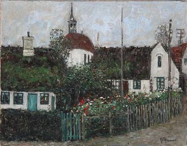 Village Street With Flowers In A Garden - view 1