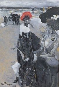 Damen Zu Pferd An Der Ostsee by Knut Hansen