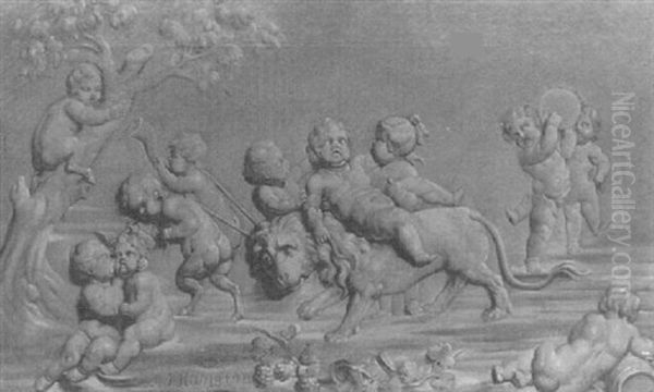 Sculptural Frieze Of Putti Cavorting - view 1