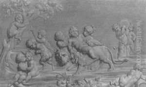 Sculptural Frieze Of Putti Cavorting by Lambertus Johannes Hansen