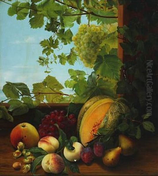Still Life With Melon, Peaches, Plums And Grapes - view 1