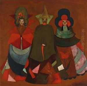 Composition With A Chinese Man And Two Courtiers