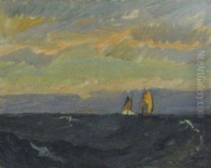 Kutter Pa Oprort Hav by Niels Hansen