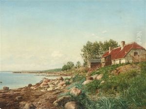 Costal Scenery With Fishermen's Houses by Niels Christian Hansen
