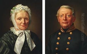 Portraits Of A Civil Servant And Wife (pair) by Niels Christian Hansen
