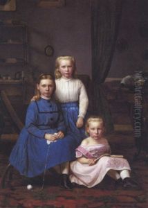 Interior Med Sostrene Hedvig, Agnes Og Mathilde Ahlefeldt Laurvig by Niels Christian Hansen