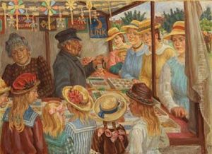 Marketplace With Girls From Faborg by Peter Marius Hansen