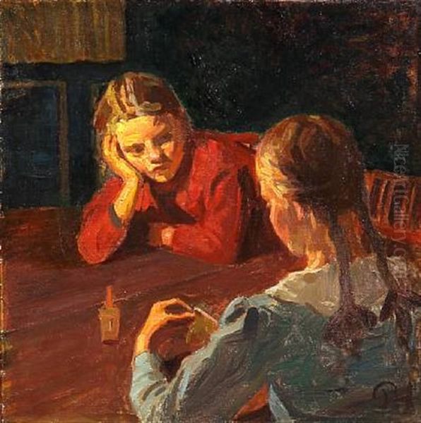 Interior With Two Girls At A Table - view 1